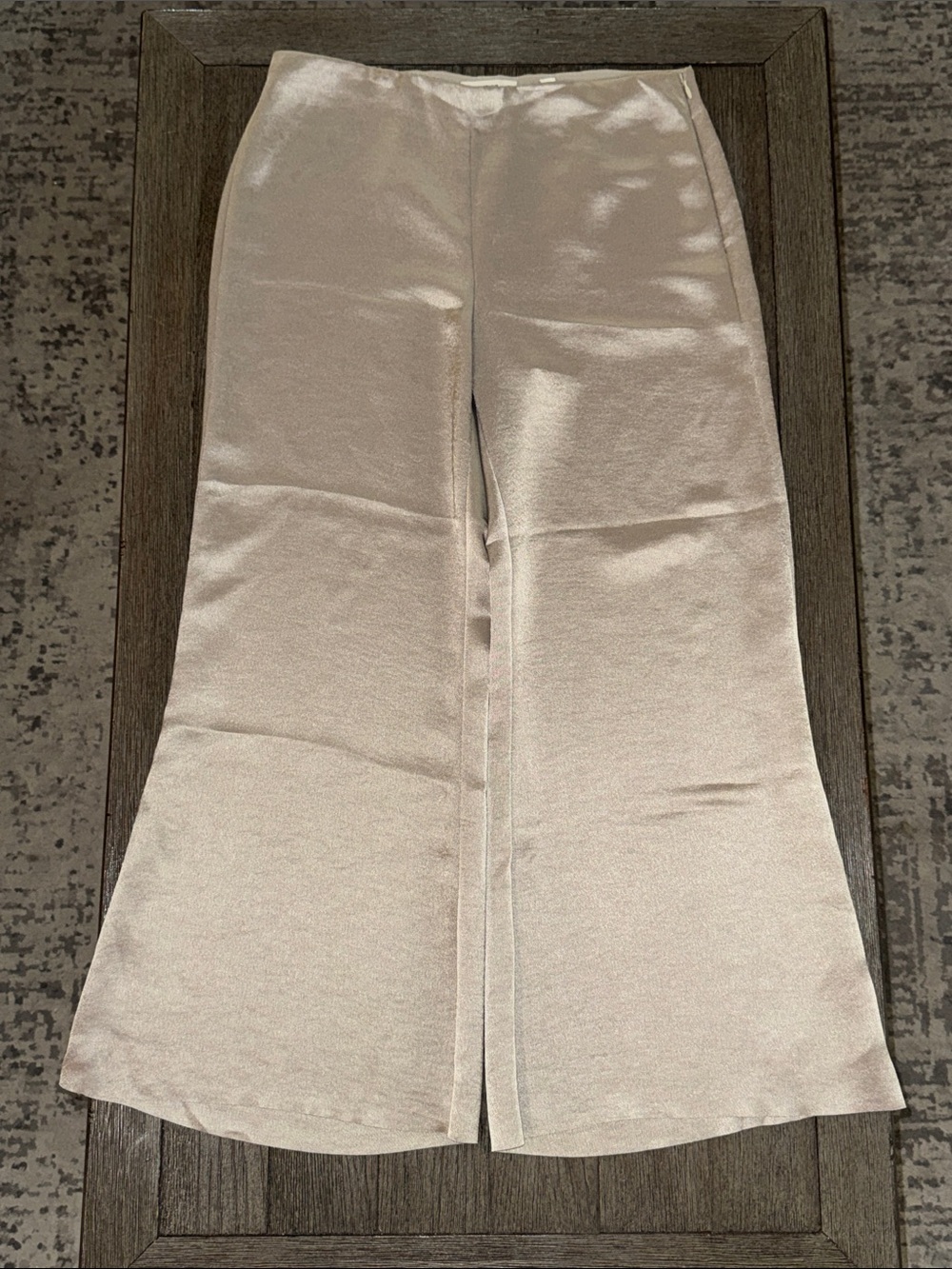 Vince High Rise Satin Wide Leg Pants Oat Stone Beige